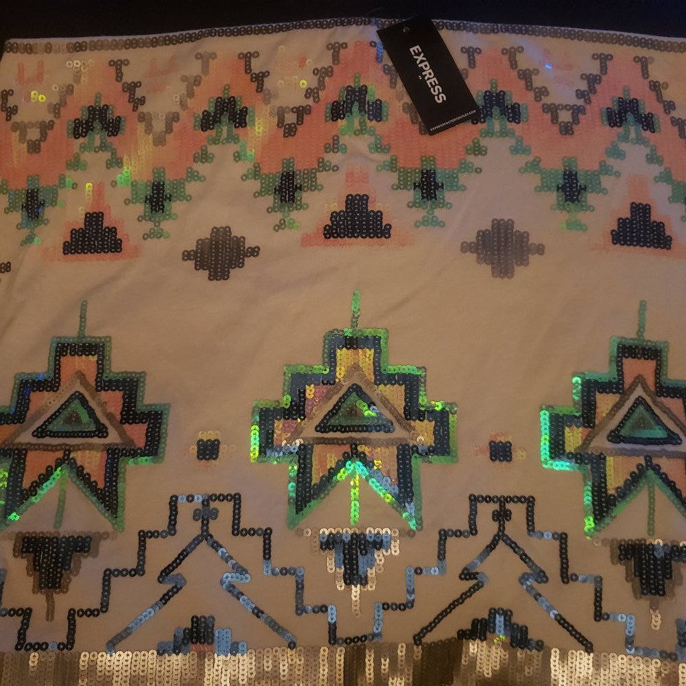 Express mini aztec sequin skirt